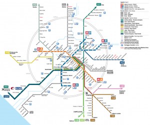 Mobility map from Roma Termini railway station to Rome and province